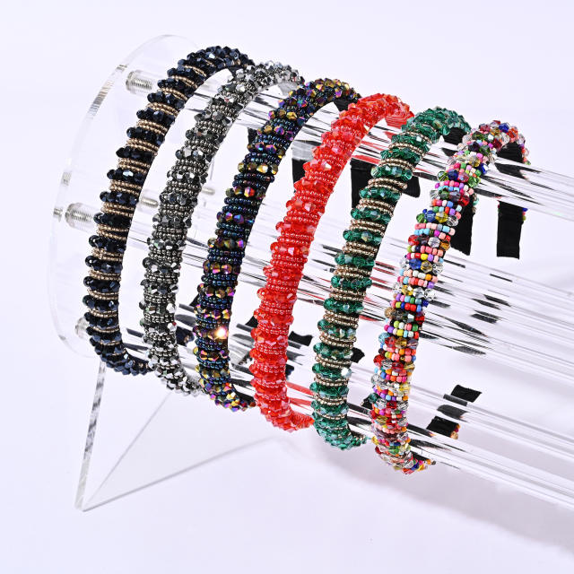 Korean fashion elegant crystal beads headband