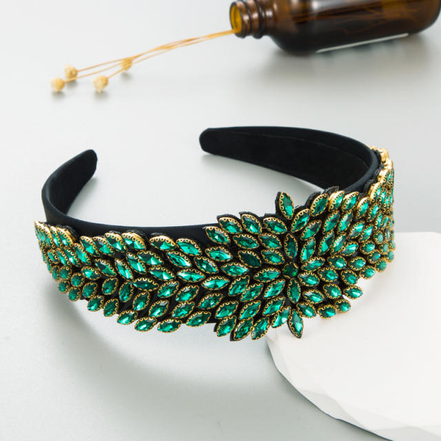 Handmade glass crystal statement baroque headband