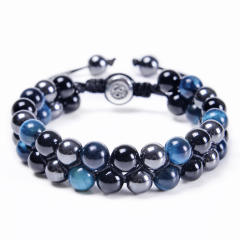 Blue color tiger eye  beads braid bracelet for men