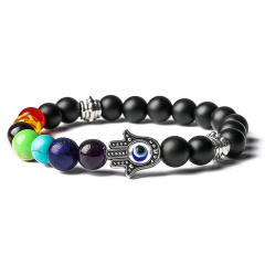 Color natural stone hasma evil eye yogo bracelet