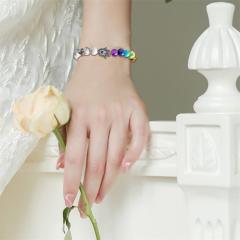 Color natural stone hasma evil eye yogo bracelet