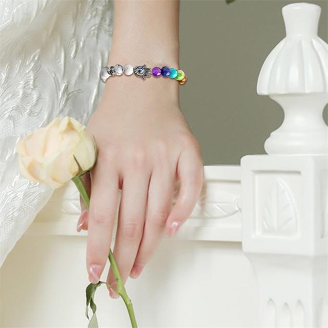 Color natural stone hasma evil eye yogo bracelet