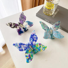 Korean fashion acrylic color butterfly hair claw clips