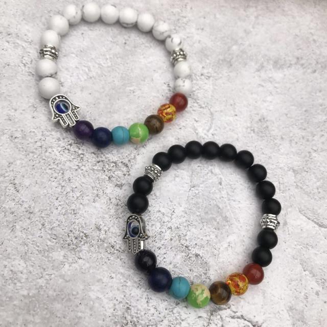 Color natural stone hasma evil eye yogo bracelet