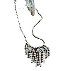 Vintage rhinestone bead tassel necklace