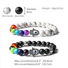 Color natural stone hasma evil eye yogo bracelet