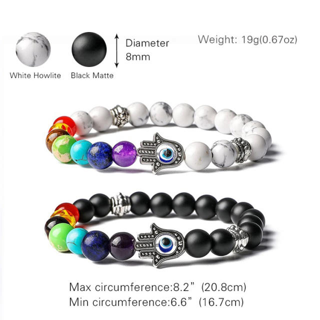 Color natural stone hasma evil eye yogo bracelet