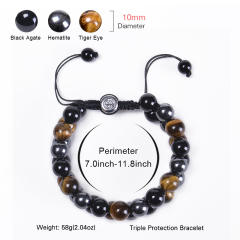 10mm tiger eye beads natural bead braid bracelet for men