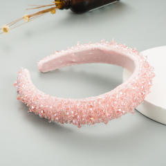 Personality spring color crystal beads padded headband