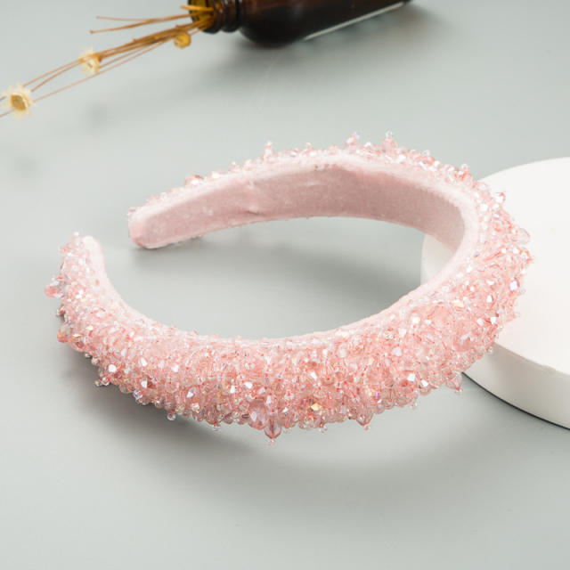 Personality spring color crystal beads padded headband