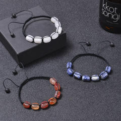 Hot sale colorful natural stone yoga stone braid bracelet