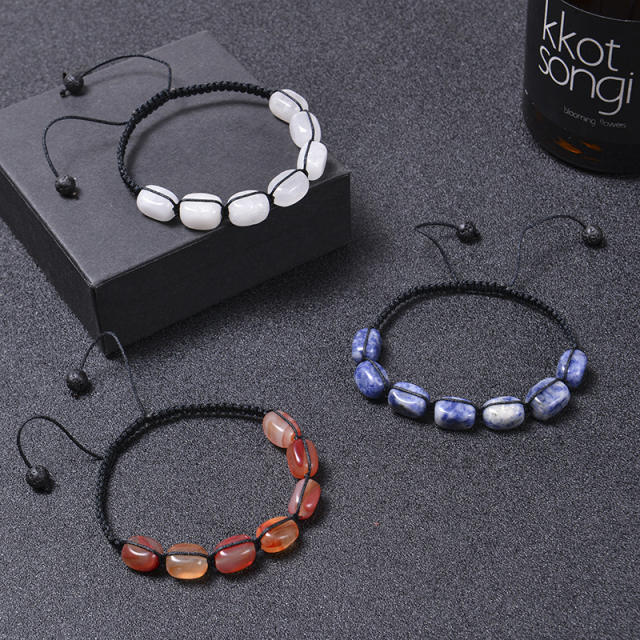 Hot sale colorful natural stone yoga stone braid bracelet