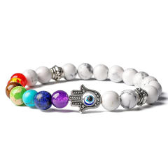 Color natural stone hasma evil eye yogo bracelet