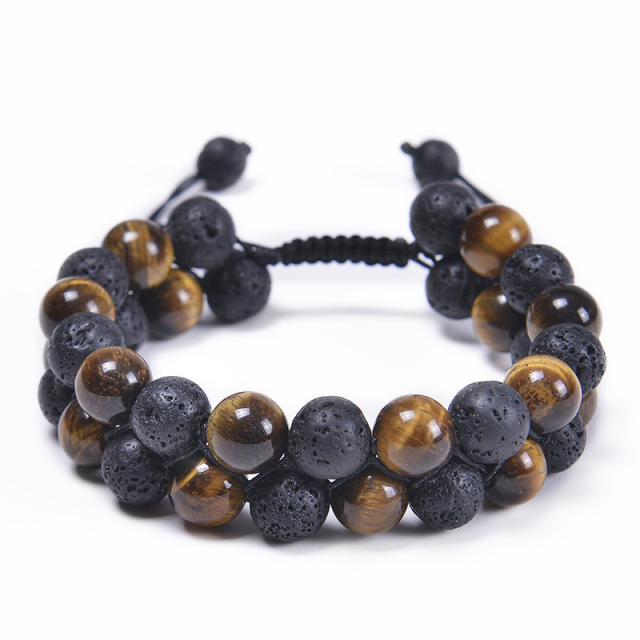 10mm tiger eye beads natural bead braid bracelet for men