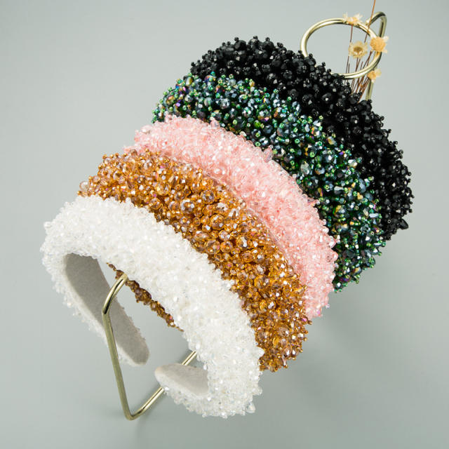Personality spring color crystal beads padded headband