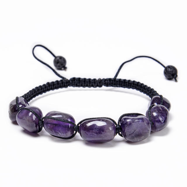 Hot sale colorful natural stone yoga stone braid bracelet