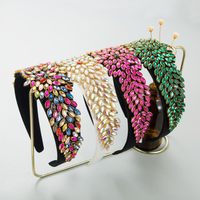 Handmade glass crystal statement baroque headband