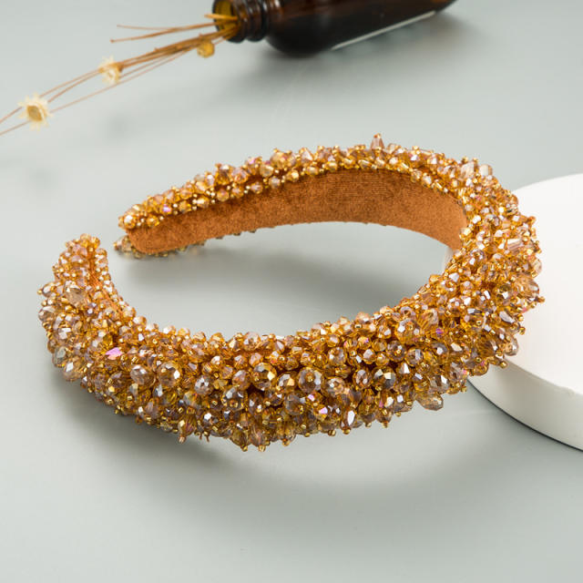 Personality spring color crystal beads padded headband