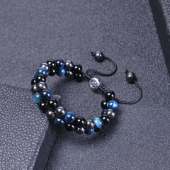 Blue color tiger eye  beads braid bracelet for men