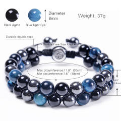 Blue color tiger eye  beads braid bracelet for men