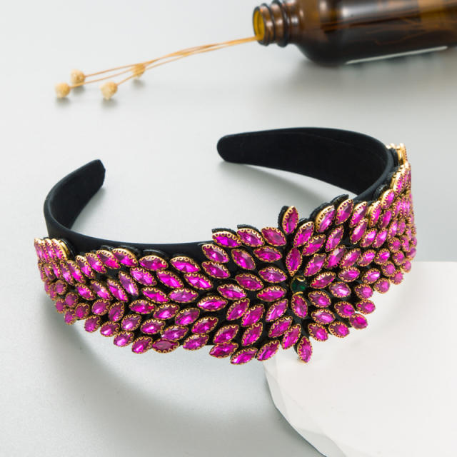 Handmade glass crystal statement baroque headband