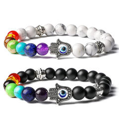 Color natural stone hasma evil eye yogo bracelet