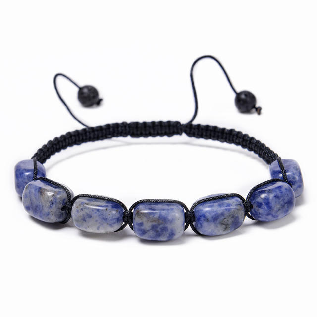 Hot sale colorful natural stone yoga stone braid bracelet