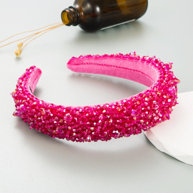 Personality spring color crystal beads padded headband
