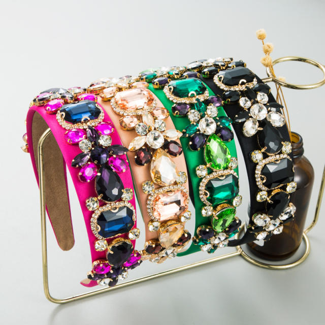 Colorful glass crystal statement spring headband