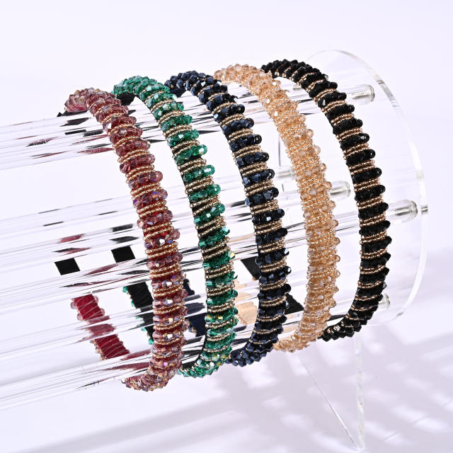 Korean fashion elegant crystal beads headband