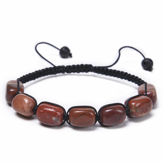 Hot sale colorful natural stone yoga stone braid bracelet