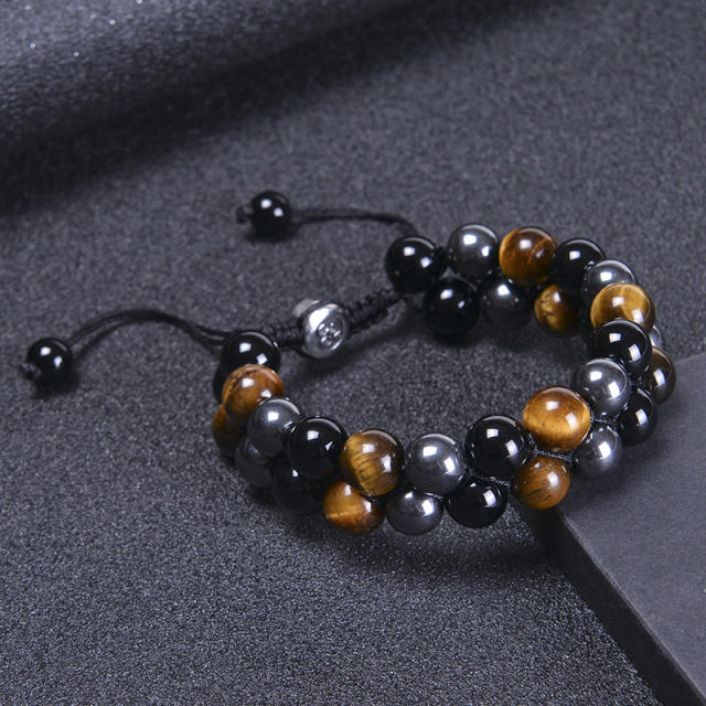 10mm tiger eye beads natural bead braid bracelet for men