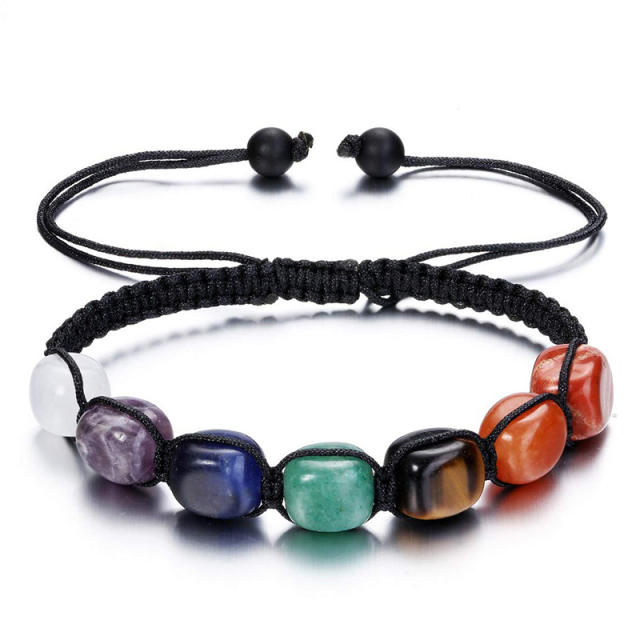 Hot sale colorful natural stone yoga stone braid bracelet