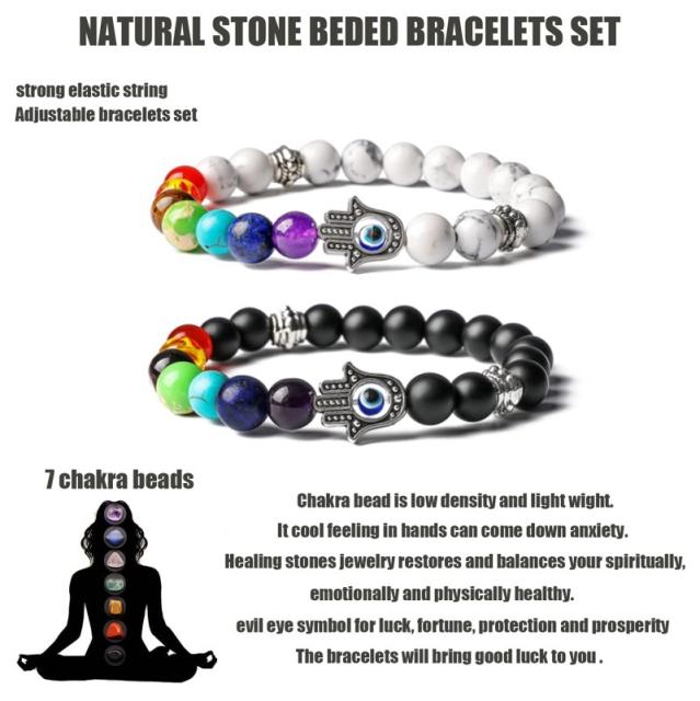 Color natural stone hasma evil eye yogo bracelet