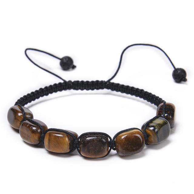 Hot sale colorful natural stone yoga stone braid bracelet