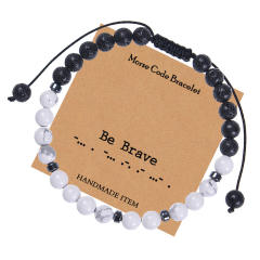 Be brave cards natural stone bead bracelet