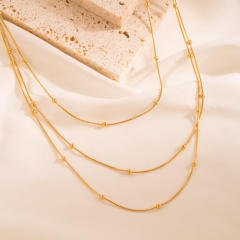 Concise three layer chain dainty stainless steel necklace