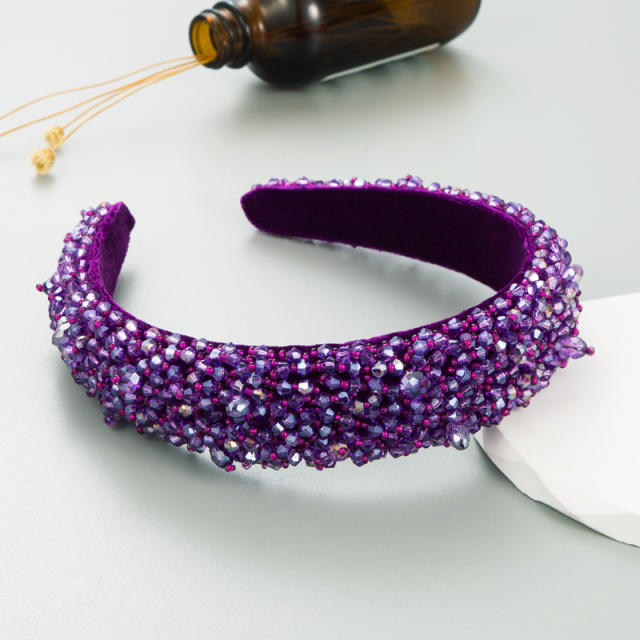 Personality spring color crystal beads padded headband