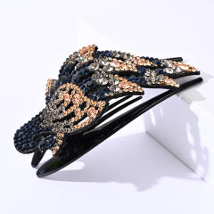 Korean fashion pave setting rhinestone peacock hair claw clips