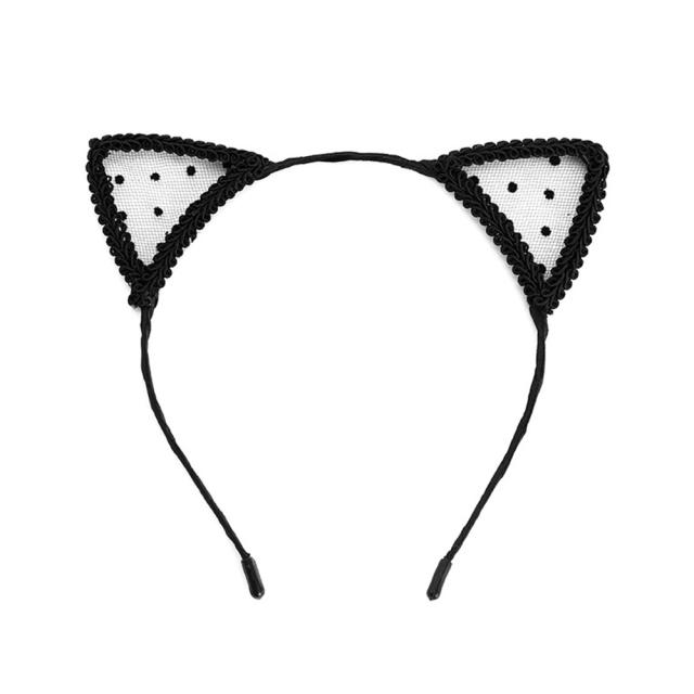 Sexy black lace cat ear headband