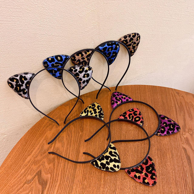 Vintage leopard grain cat ear headband