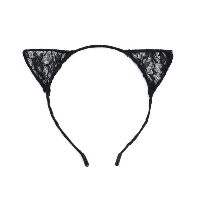 Sexy black lace cat ear headband