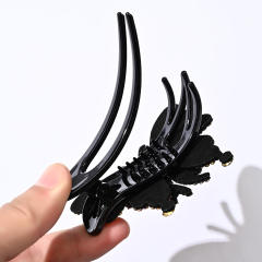 Luxury pave setting rhinestone butterfly hair claw clips