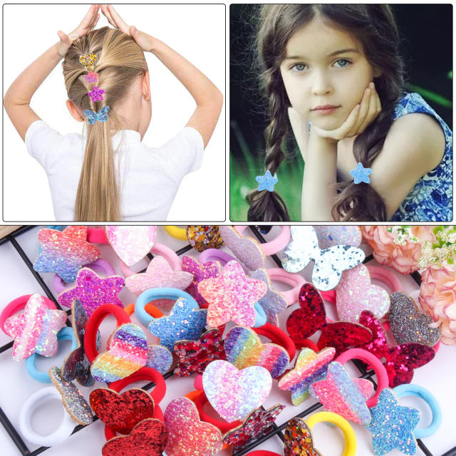 Cute heart star hair ties for kids