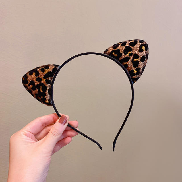 Vintage leopard grain cat ear headband