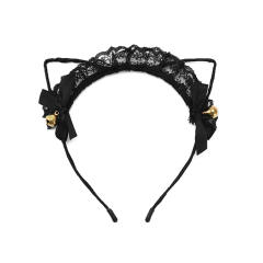 Sexy black lace cat ear headband