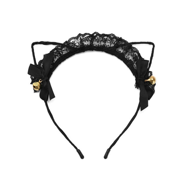 Sexy black lace cat ear headband