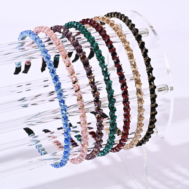 Elegant easy match crystal beads braid headband