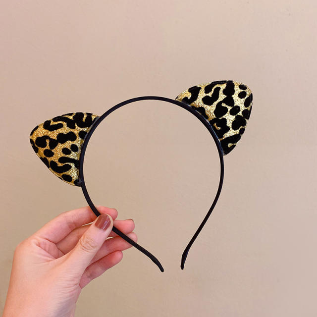 Vintage leopard grain cat ear headband