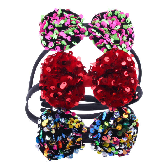 Amzon hot sael sequins bow headband for kids
